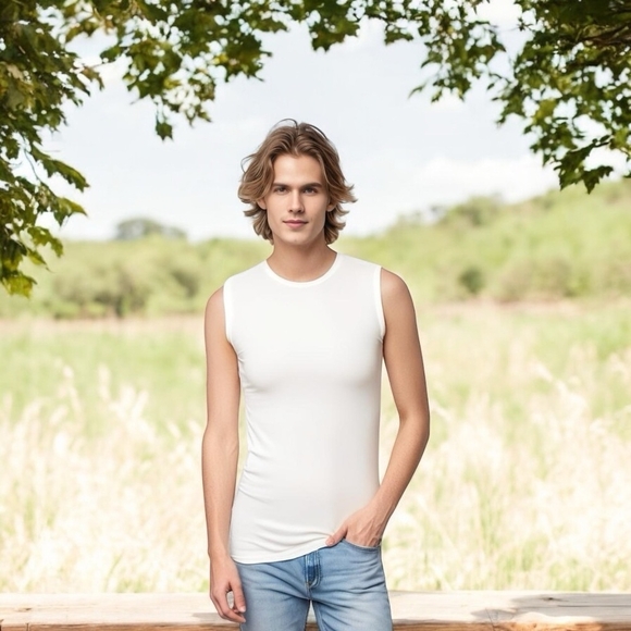 NWOT Men’s Tank Top Casual Tank Top White Athletic Top Workout Tank Top - Picture 1 of 4